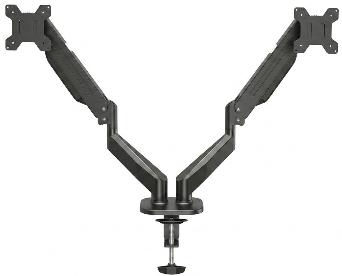 LMG Germany Monitor-Halterung Monitorhalterung für 2 Monitore bis 32 Zoll, je 10 kg, flexibel, (bis 32 Zoll, Gasfeder, VESA 75/100, 360° drehbar, Kabelmanagement, 2 Arme)