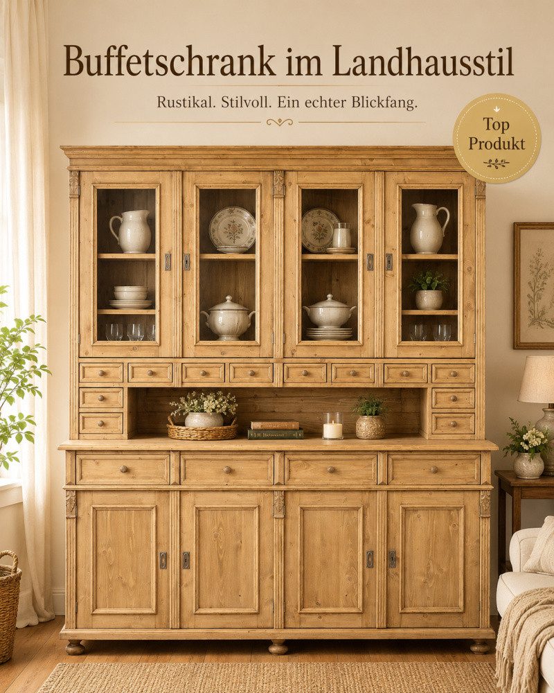 Wohnpalast Buffet Landhaus Buffet Schrank - Massivholz Kredenz