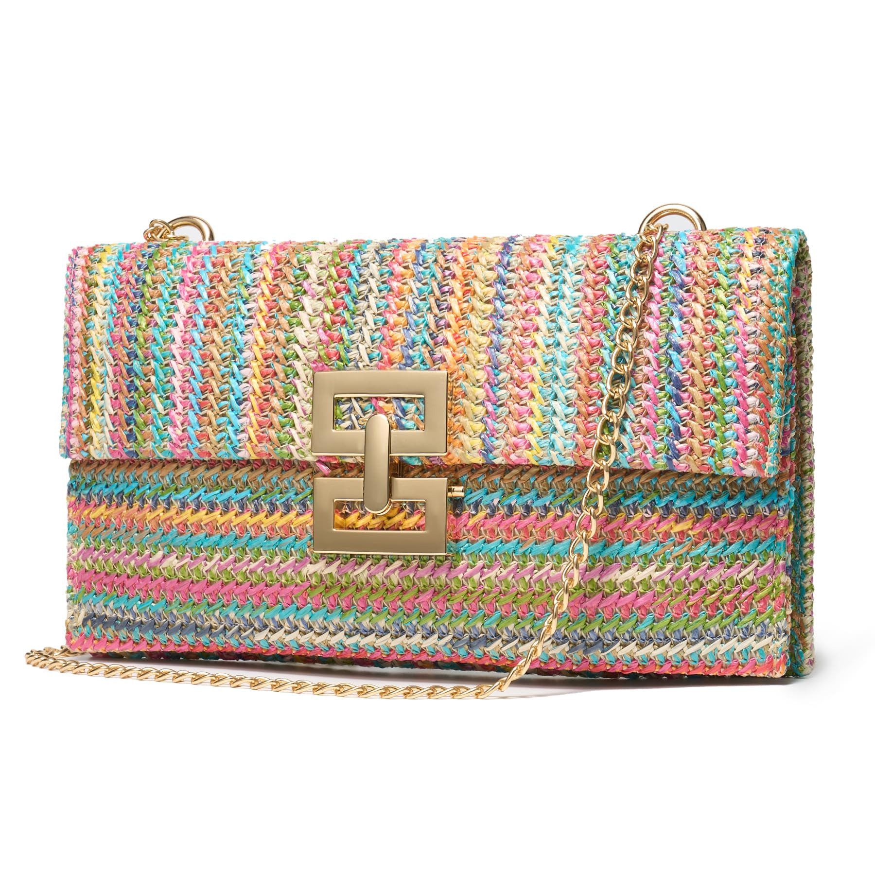 nsihing Umhängetasche Strohtasche Damen 2-in-1 Clutch & Umhängetasche Boho, Sommer Strand Tasche, Raffia, Leicht & Stilvoll