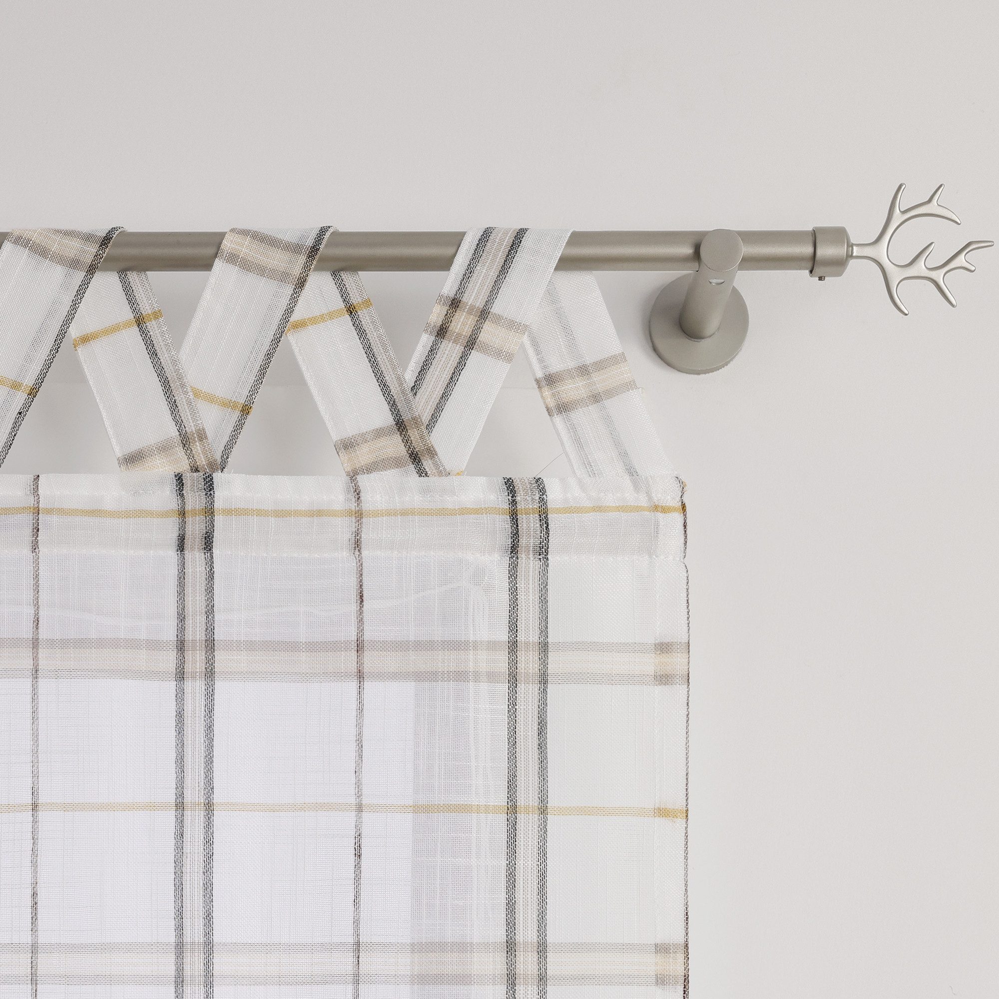 Joyswahl Raffrollo, mit Schlaufen, Leinenoptik mit Kariert Design Landhausstil Fenster Vorhänge