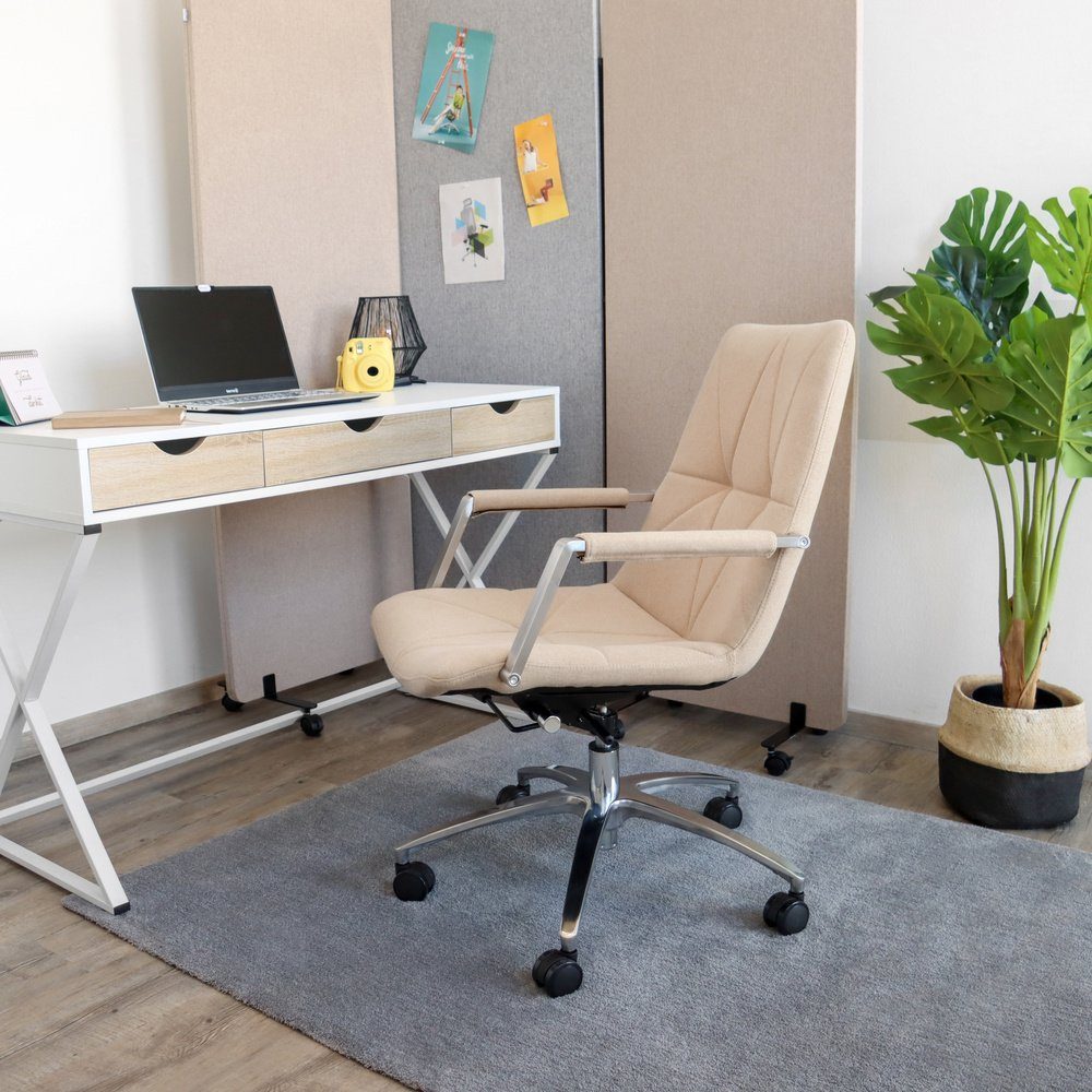 Bürostuhl Beige Stoff SARANTO OFFICE (1 II ergonomisch Office Schreibtischstuhl Drehstuhl Home St), hjh