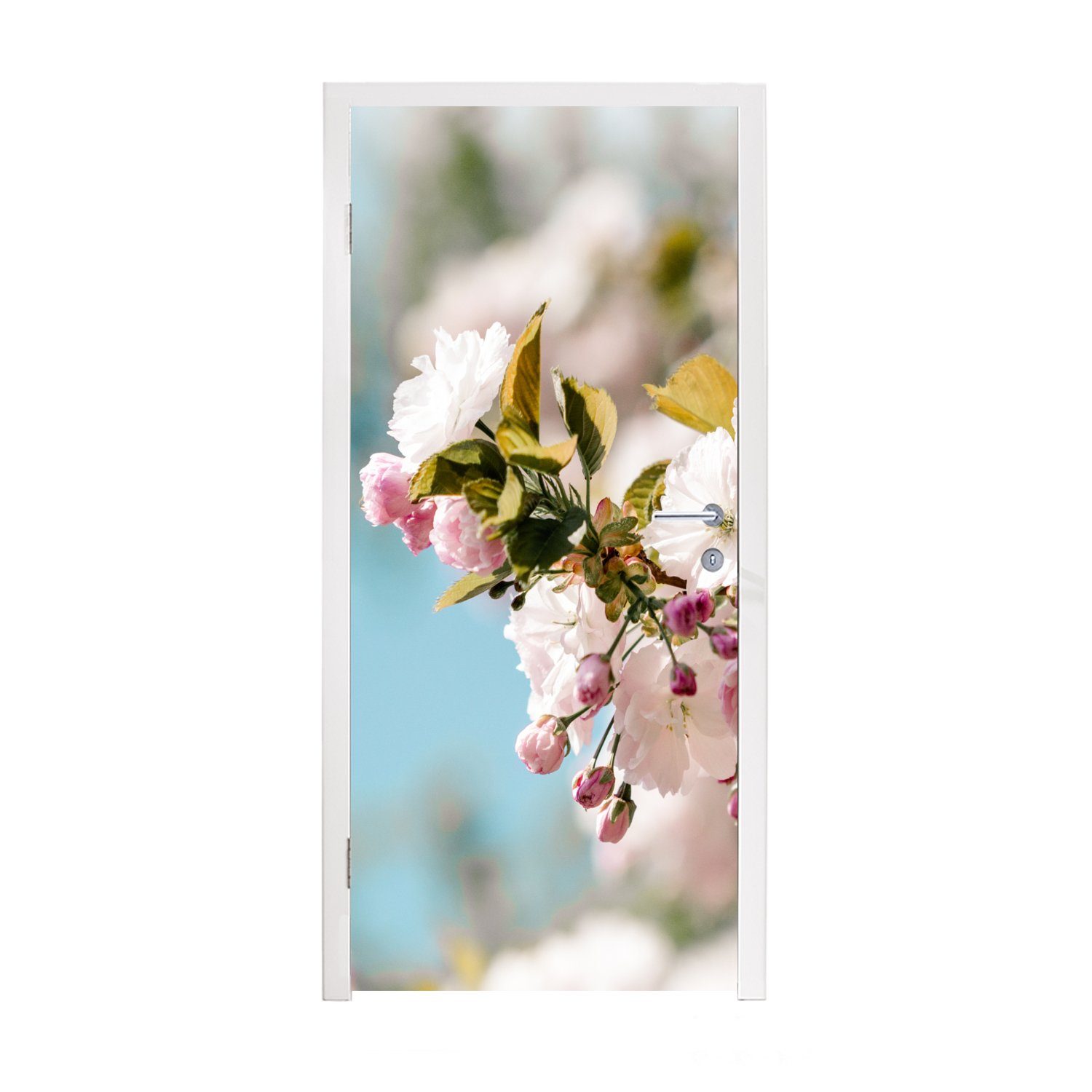 Frühling, Türtapete Blumen 75x205 - Türaufkleber, Tür, - Matt, für St), Blüte cm bedruckt, Fototapete (1 MuchoWow