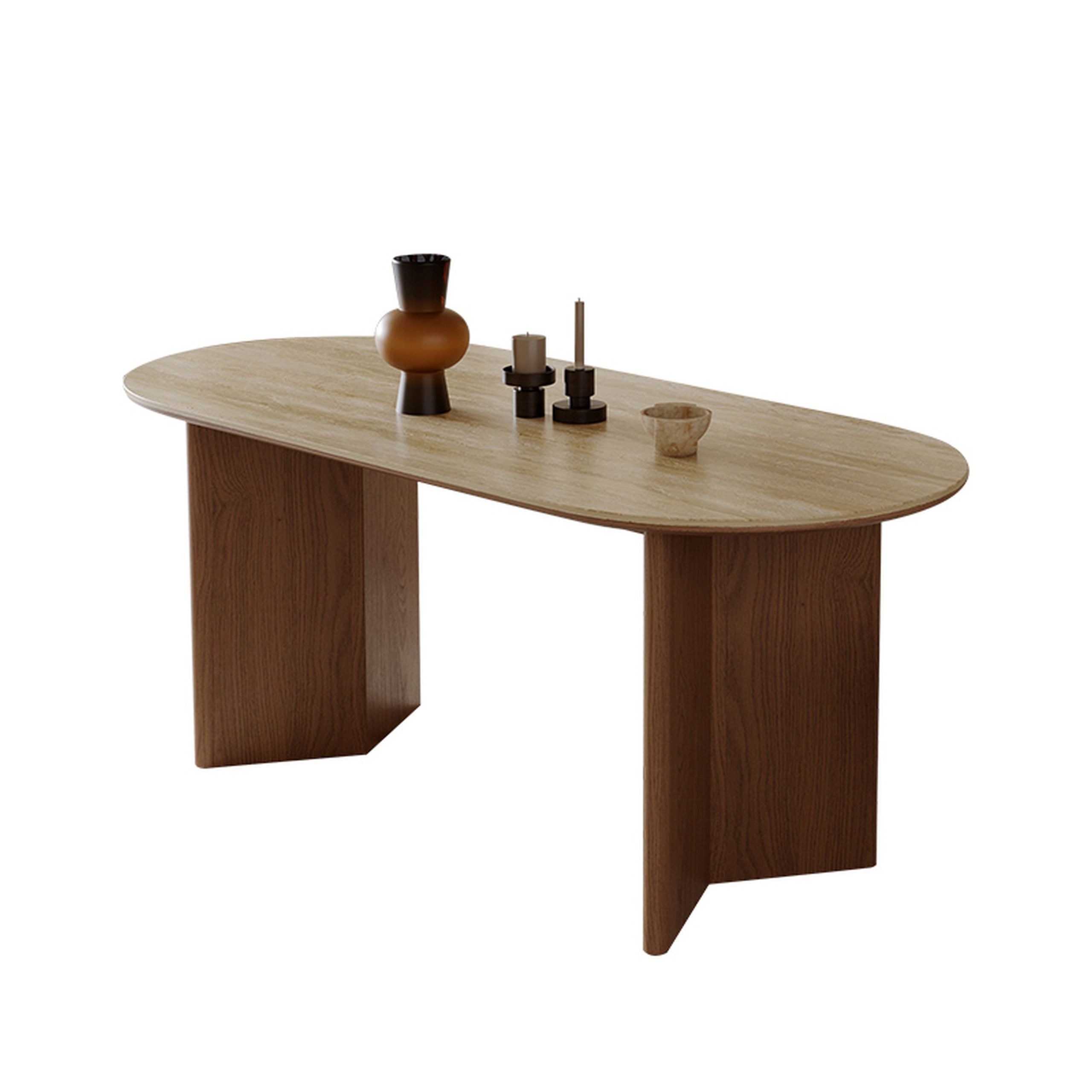 Vintagehaus Essgruppe Travertin Tisch Tivoli + Esszimmerstühle Linea günstig online kaufen