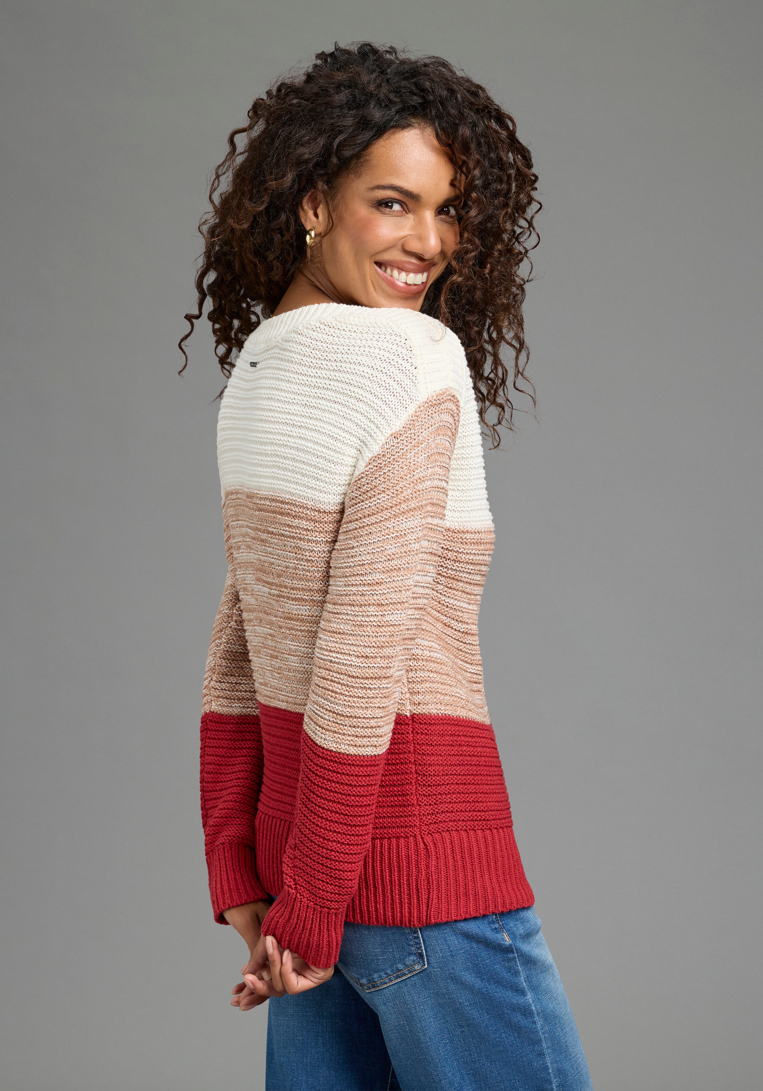 Laura Scott Streifenpullover leichter Übergangspullover mit Strukturstrick. € 34,99, (€ 34,99 pro 1 Stk).