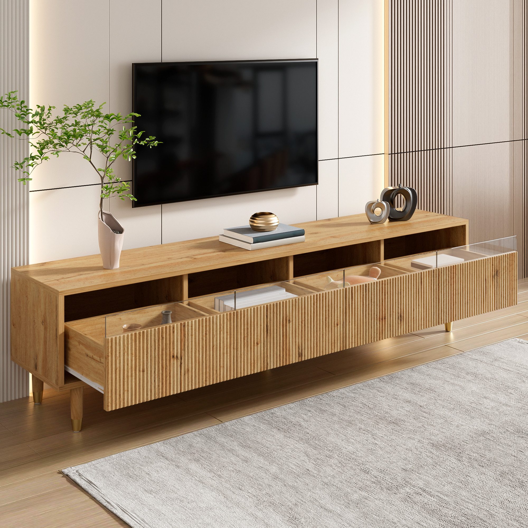 REDOM Lowboard in Holzoptik mit Acrylfronten günstig online kaufen