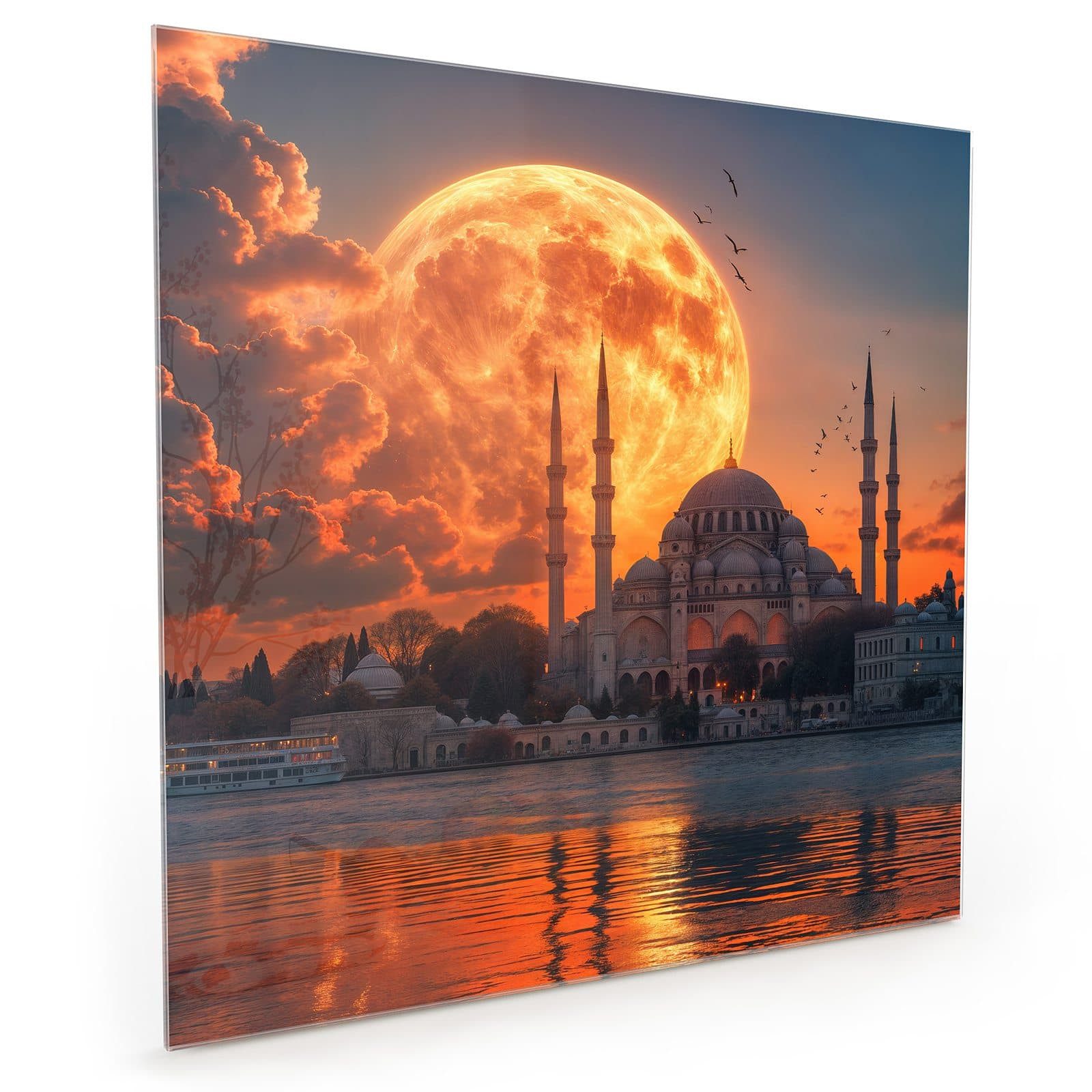 Primedeco Küchenrückwand Spritzschutz, Herdblende aus Glas - Motiv Mond übe günstig online kaufen