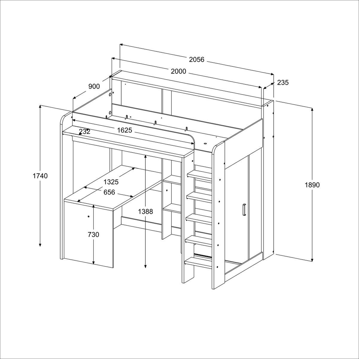 Parisot Hochbett Higher (Stauraumbett Liegefläche 90x200 günstig online kaufen