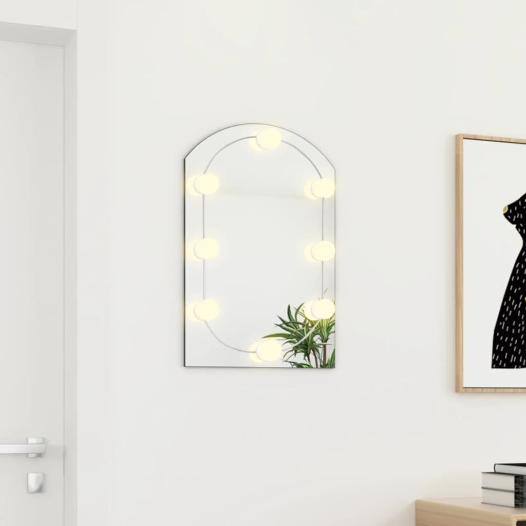 furnicato Wandspiegel Spiegel mit cm LED-Leuchten Bogenförmig 60x40 Glas