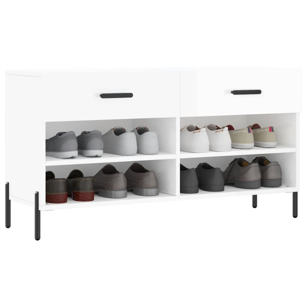 furnicato Schuhbank 102 x 35 x 55 cm Hochglanz-Weiß mit Stauraum und (1-St)