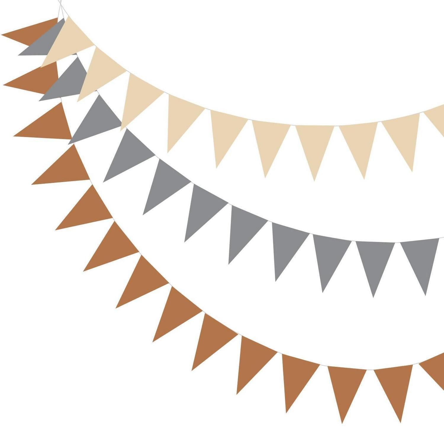 LuxusKollektion Wimpelkette Wimpelbanner Filz Orange/Grau 30 Flaggen