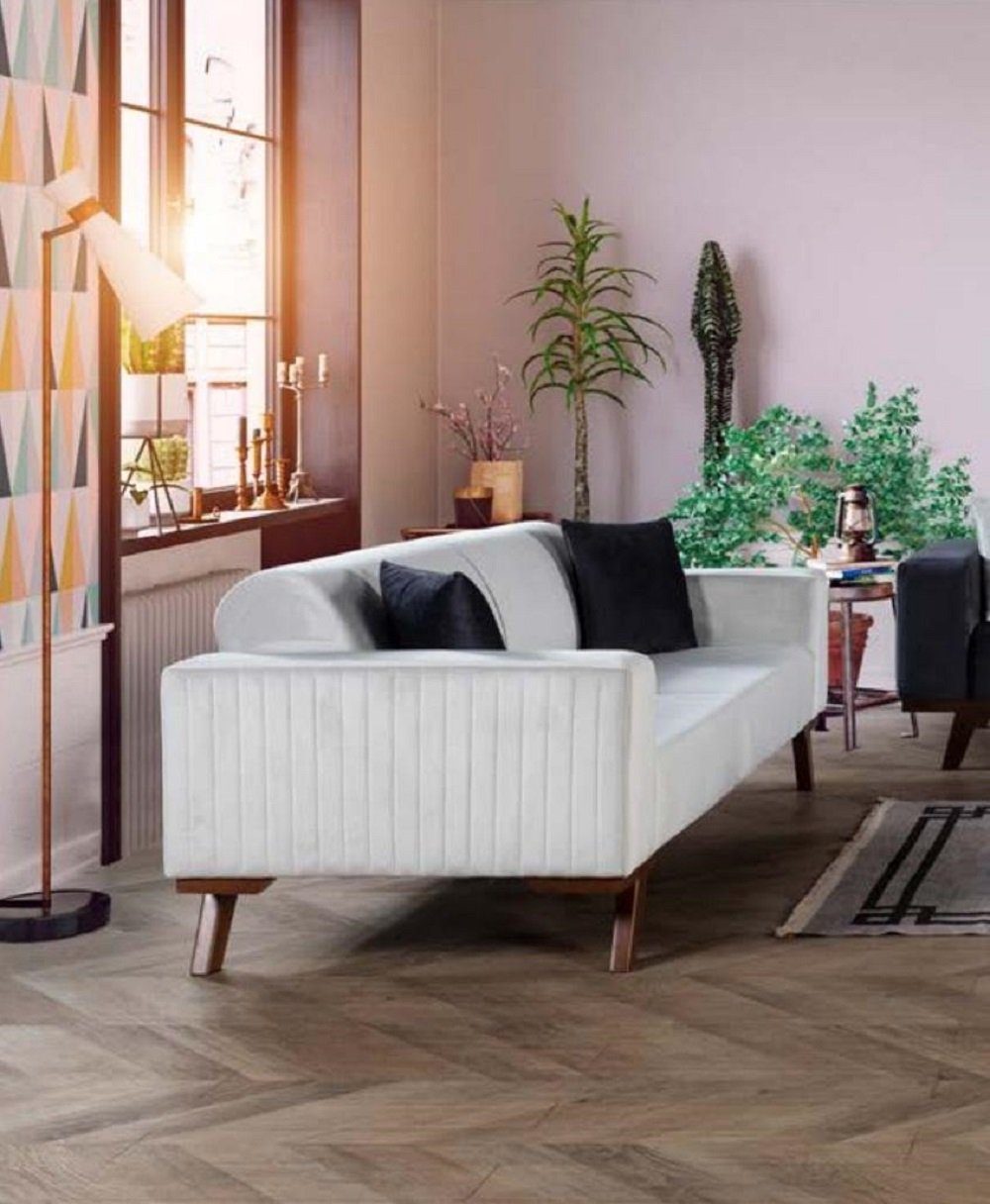 JVmoebel Sofa Luxus Dreisitzer Moderne Couch Möbel Weiß Couchen Stoff Textil