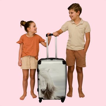 NoBoringSuitcases.com© Koffer Pferde - Weiß - Natur - Kinder 67x43x25cm, 4 Rollen, Mittelgroßer Koffer für Kinder, Trolley