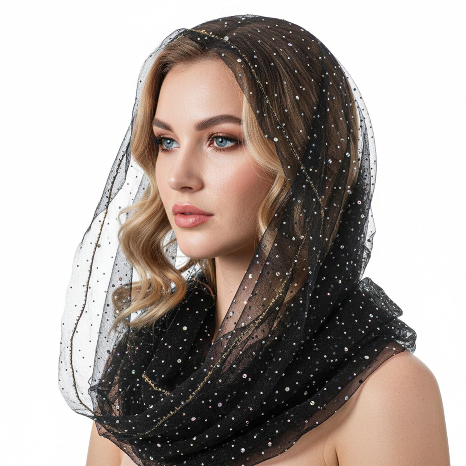 Zaewry Kopftuch Modisches Damen-Kopftuch/Haarband, quadratisches Strass-Seidentuch, Damenschal/Schultertuch, elegantes Halstuch/Kopftuchmütze