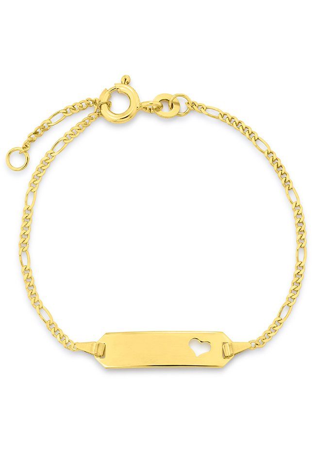 Firetti ID Armband Schmuck Geschenk Gold 585, Figaro diama, Made in Germany