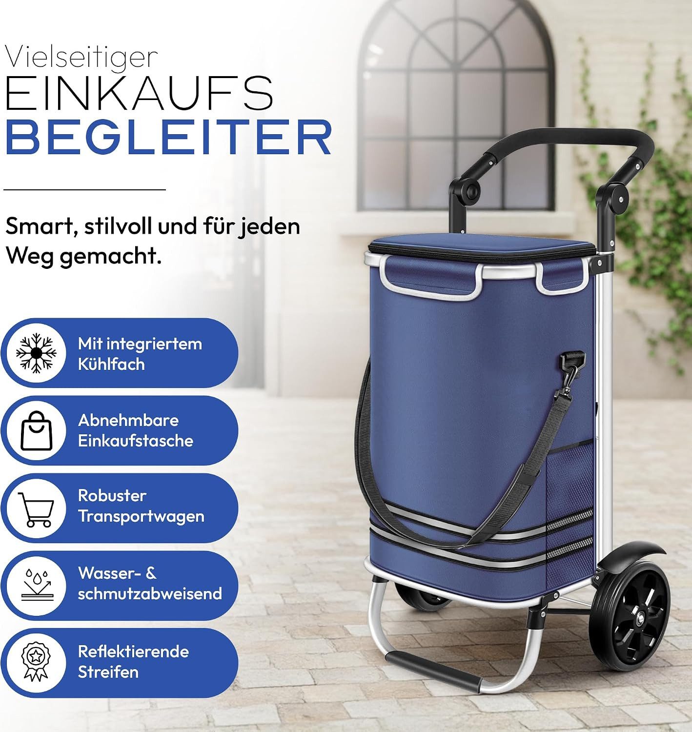 Dimono Einkaufstrolley Dimono 3-in-1 Einkaufstrolley mit Kühltasche – faltbar & praktisch, 56 l, Klappbarer Transportwagen – Bild 4 von 5