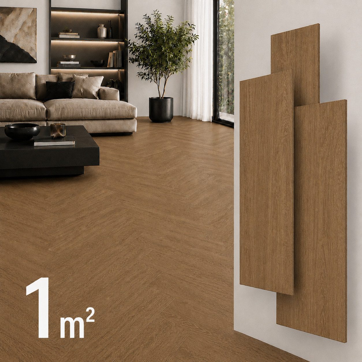NoblesBox Designboden SPC Vinylboden Fischgrät 5,5 mm Klick wasserfest Holzoptik, Paket mit 24 Dielen, 12 x A und 12 x B, wasserfest,pflegeleicht, kleberfrei, Fischgrät-Design, formstabil