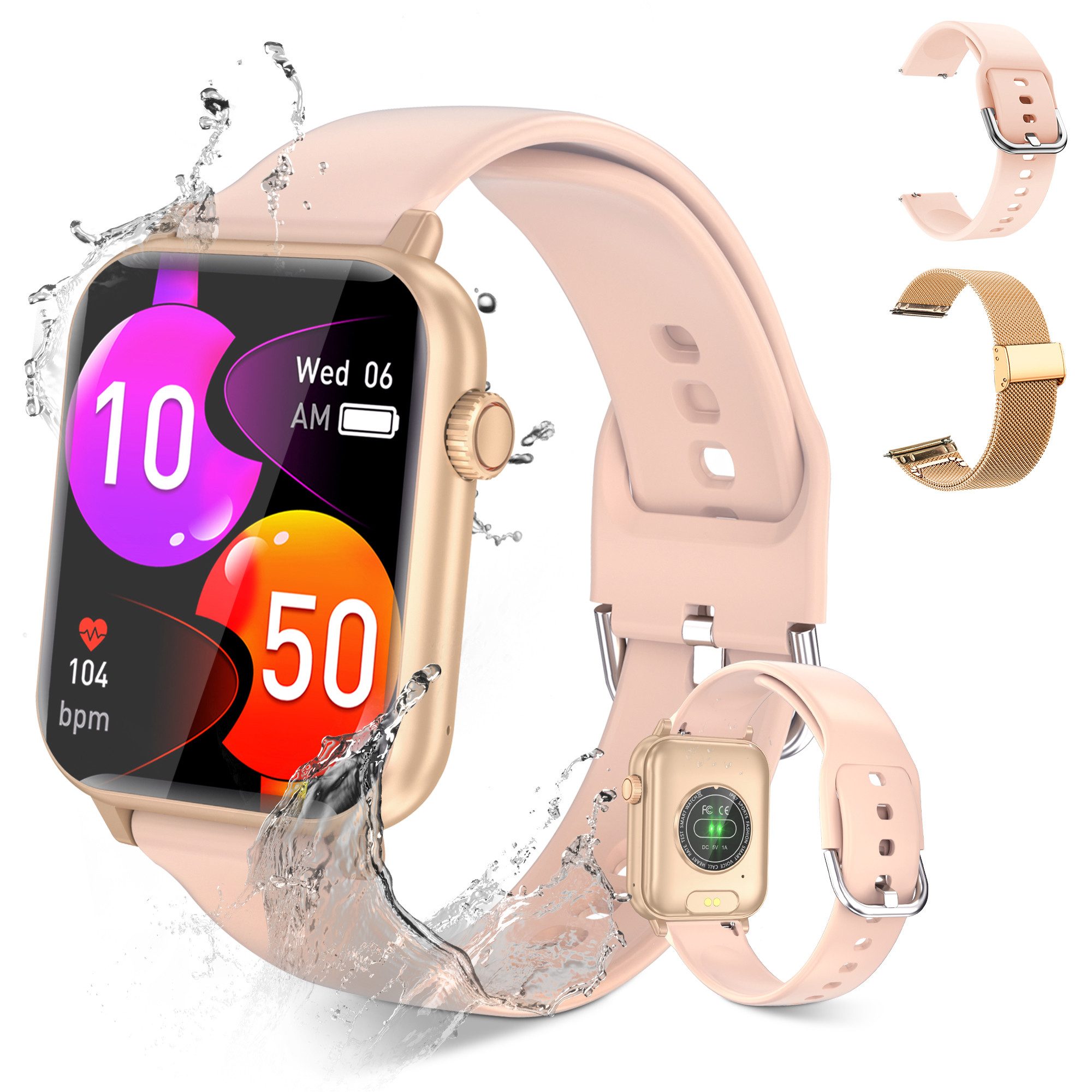 Smartwatch Damen Herren, Fitness Tracker Uhr mit Anruffunktion Smartwatch