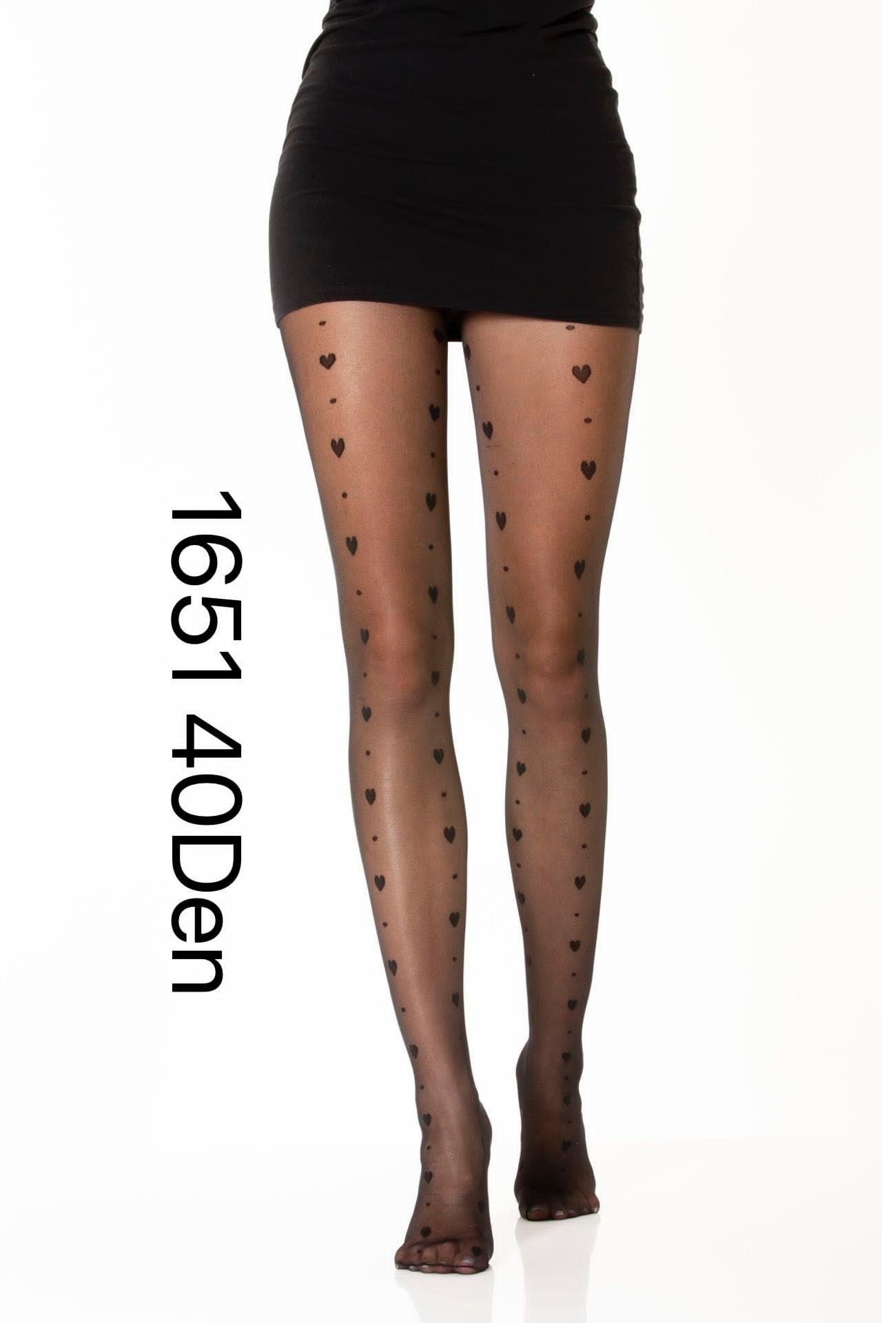 cofi1453 Strumpfhose Damen Strumpfhose Schrift Strumpfhose Muster Optik 40 DEN für Frauen