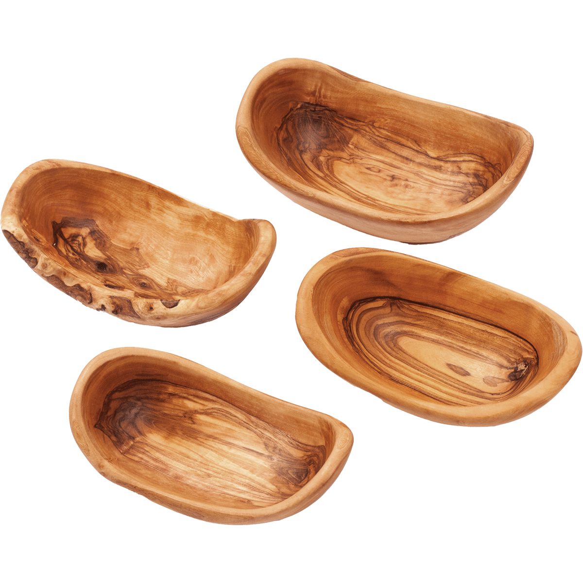 Schale Schalen aus Olivenholz, 4er-Set.
