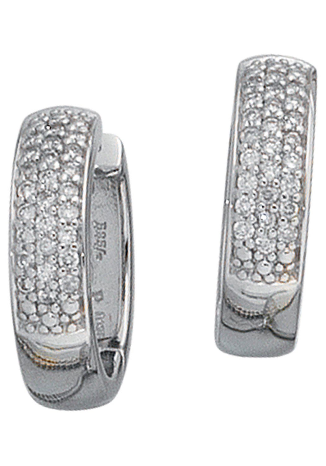 JOBO Paar Creolen, rund 585 Weißgold mi...