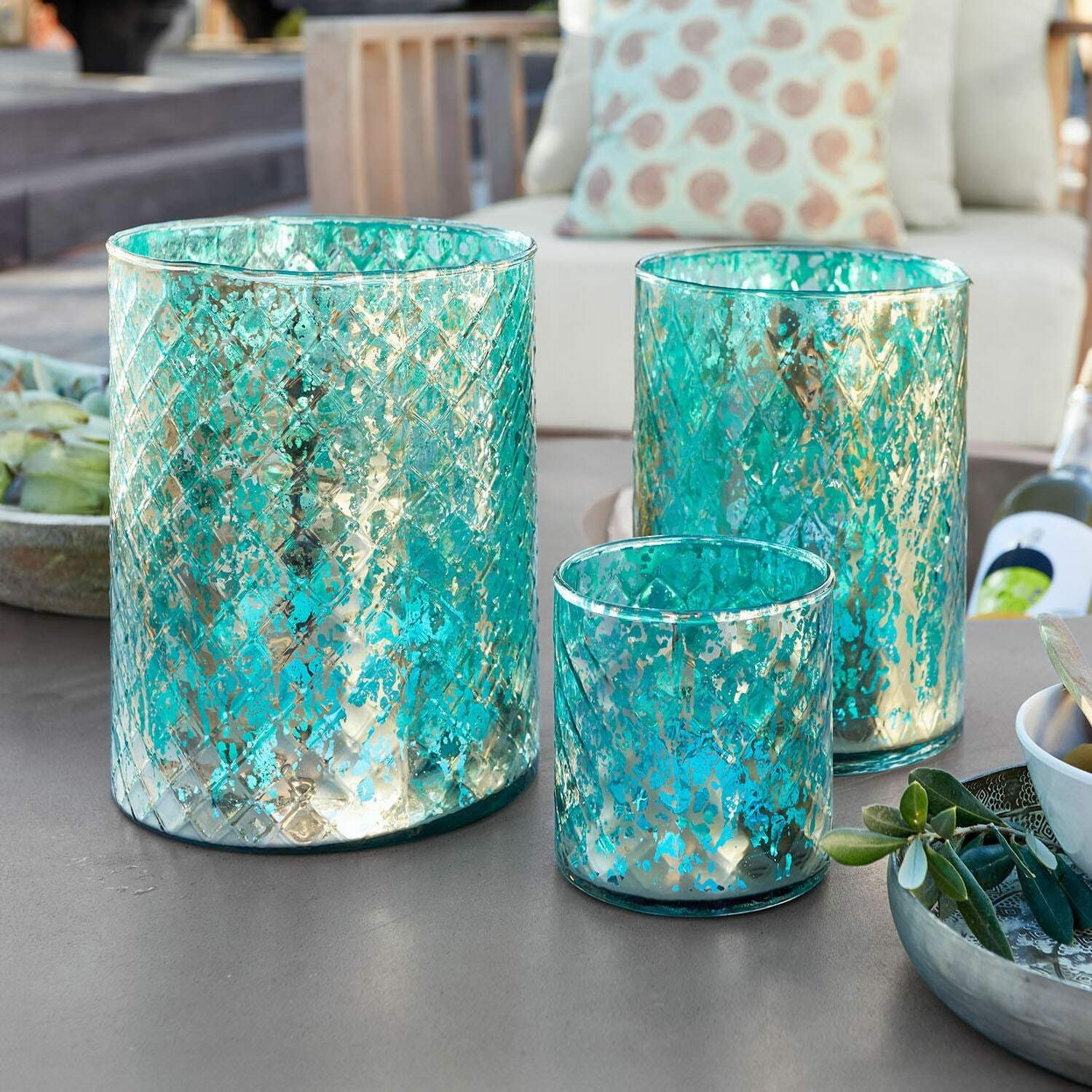 Mirabeau Windlicht Windlicht 3er Set Firalen türkis (3er Set, 3er Set) günstig online kaufen