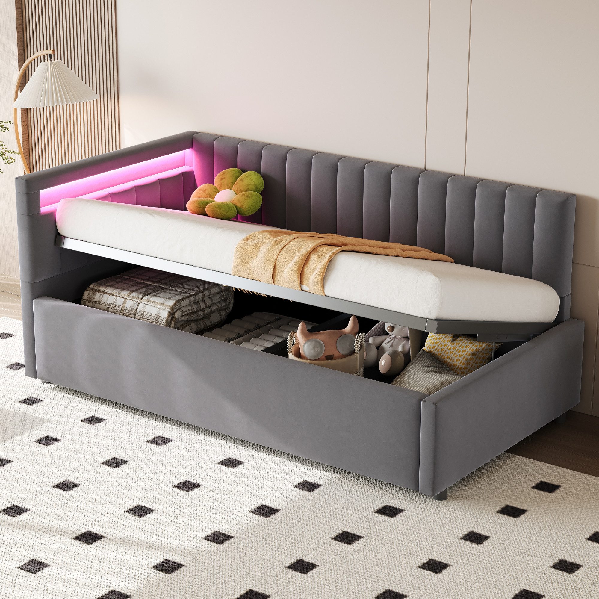 OKWISH Schlafsofa Polsterbett Stauraumbett, Kinderbett mit günstig online kaufen