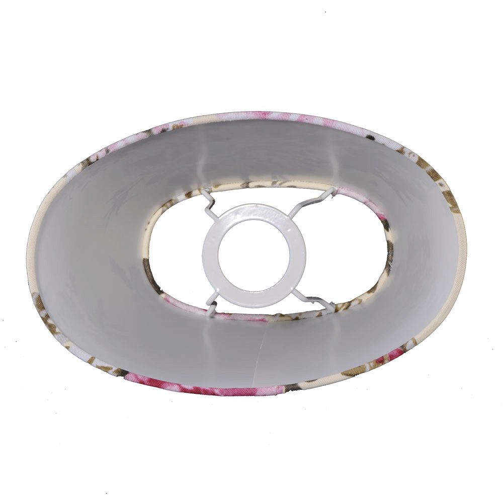 Dirk Davids Leuchten GmbH Lampenschirm Lampenschirm für Tischleuchte in Oval Creme Rosen Blumen 25-15-16cm, Edles Design mit Rosen