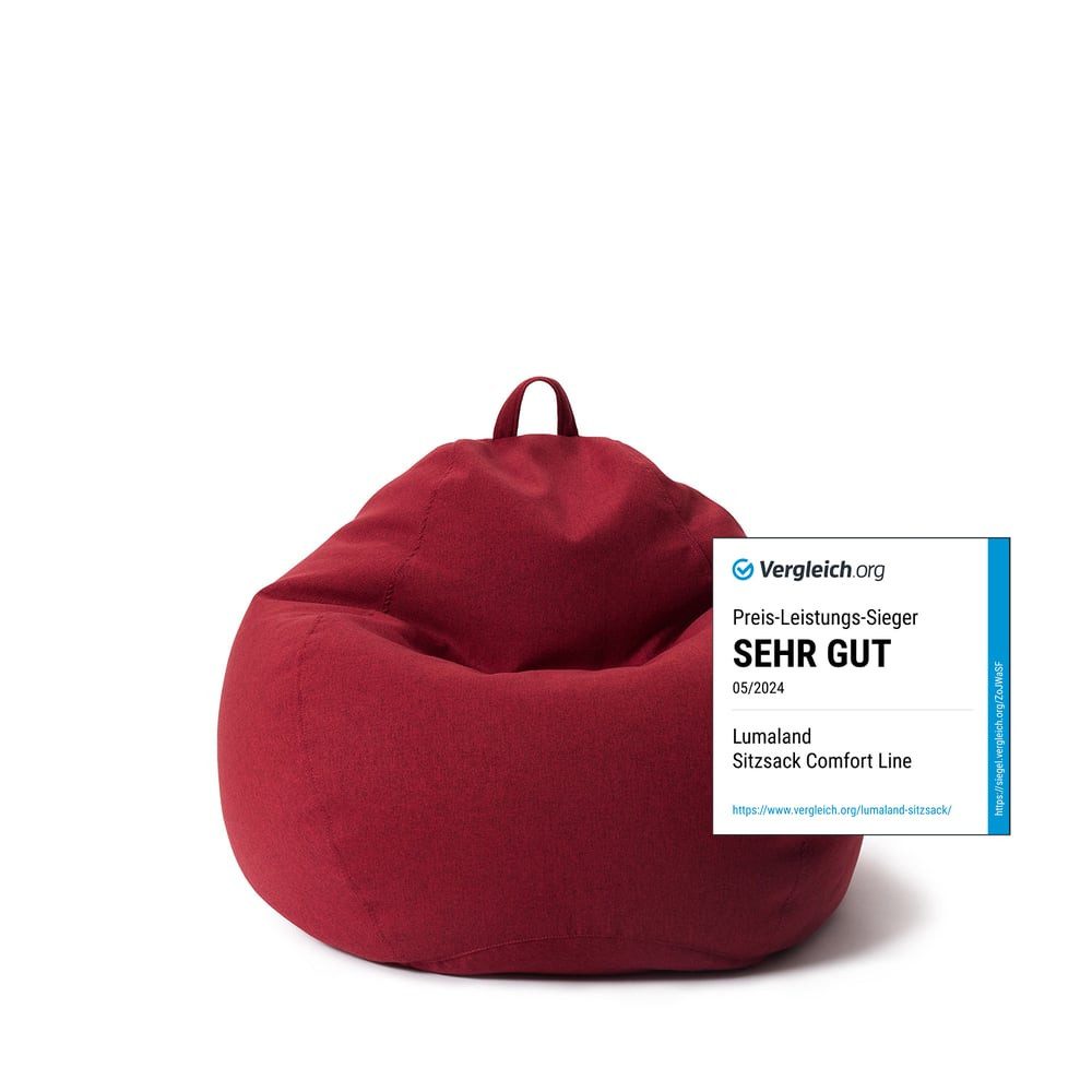 Lumaland Sitzsack LUMALAND Comfort Line Sitzsack M, 120 L - bequemer Indoor Sofa Sessel, Pouf separat erhältlich - Bean Bag mit Füllung - XXL Lounge Sitzkissen