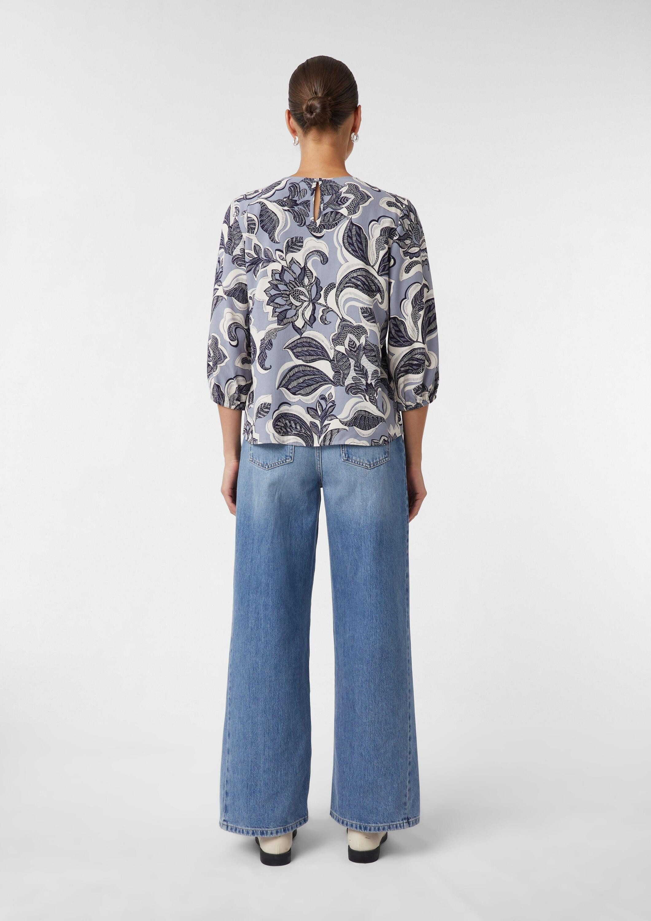 comma Langarmbluse Bluse Luftige Bluse mit All-over-Print