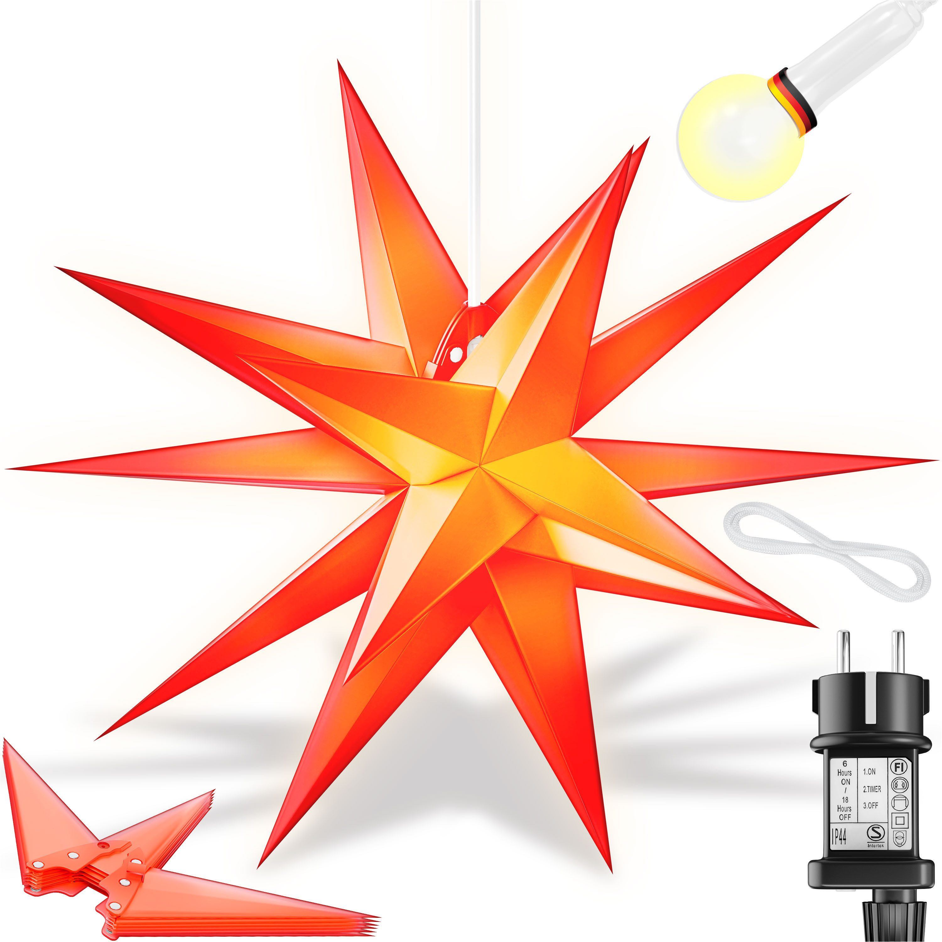 KESSER Weihnachtsfigur, Leuchtstern 3D, LED Weihnachtsstern mit Timer Innen günstig online kaufen