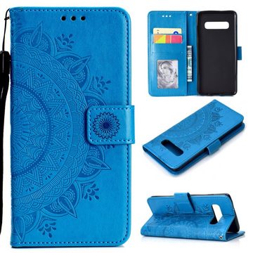 CoverKingz Handyhülle Hülle für Samsung Galaxy S10+ (Plus) Handyhülle Case Schutzhülle 15,2 cm (6 Zoll), Klapphülle Schutzhülle mit Kartenfach Schutztasche Motiv Mandala