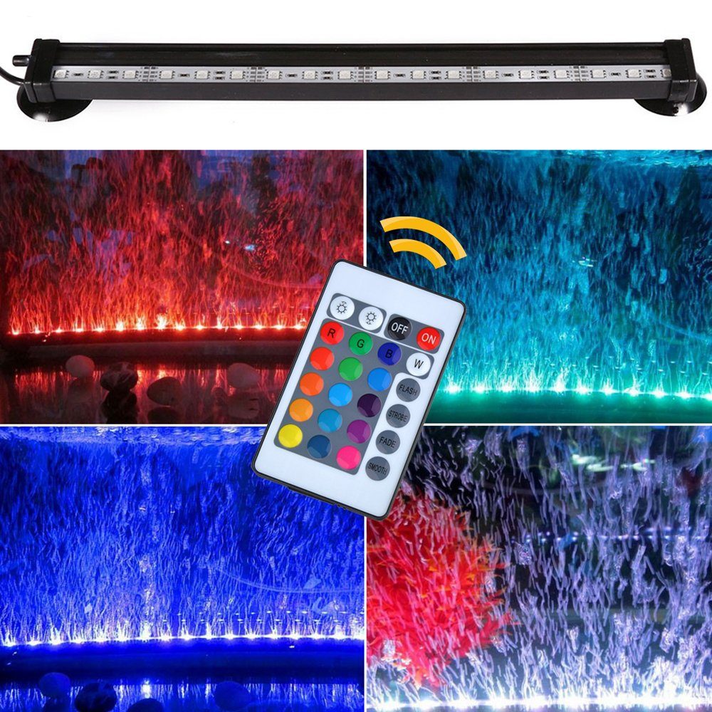 Rosnek LED Aquariumleuchte 5050 LED, RGB, Wasserdichte, Fernbedienung, Unterwasser Beleuchtung, RGB, Aquarium Lampe Air Bubble Leuchte
