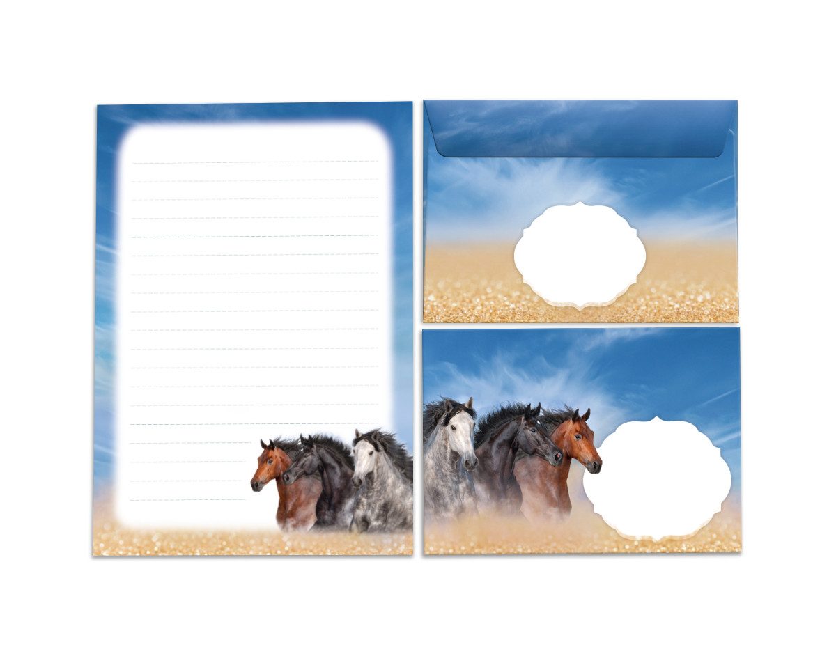 Briefpapier Set Kinder Briefblock A5 mit Umschlägen Notizblock Papier Pferd