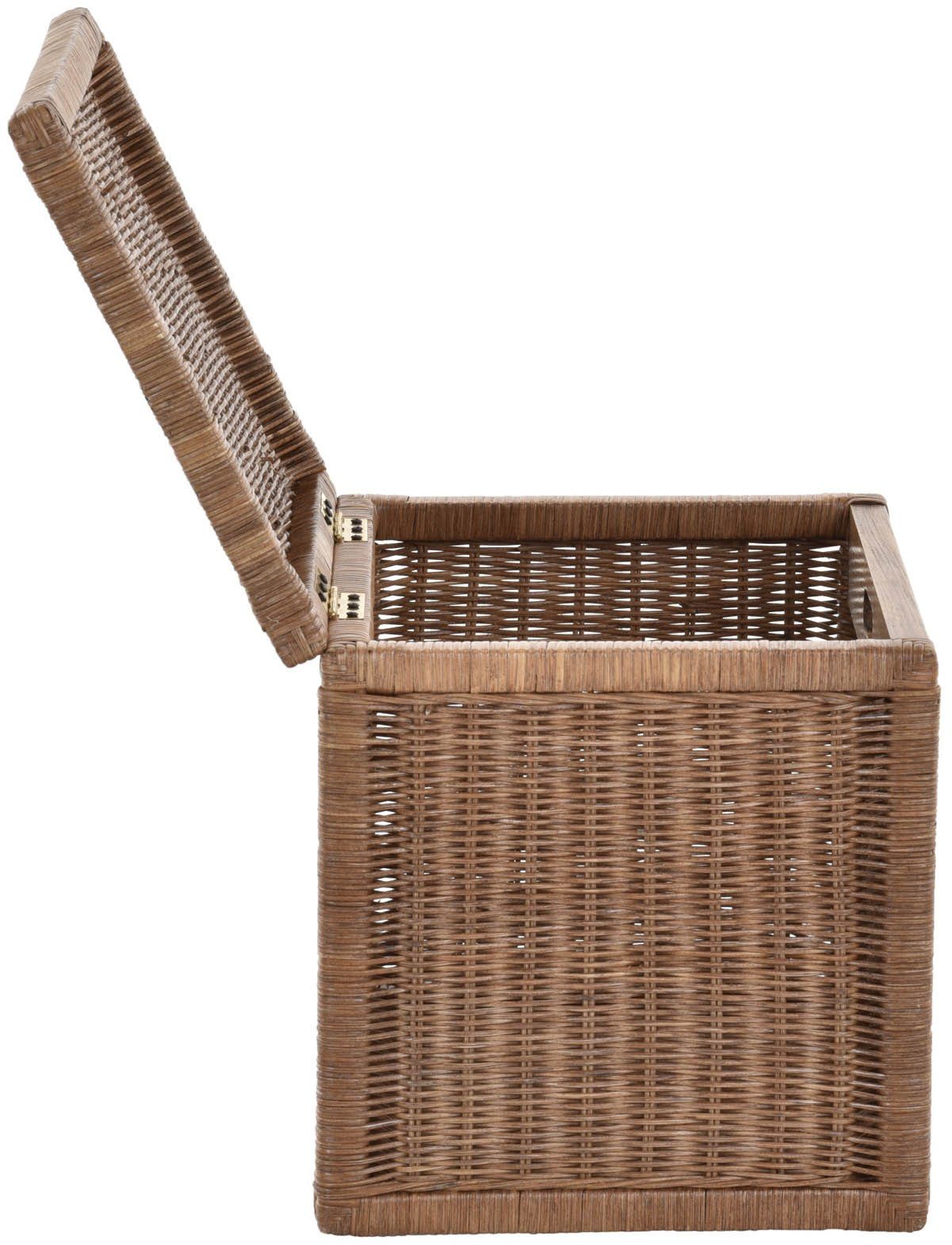 Krines Home Aufbewahrungskorb Hoher Korb mit Deckel Rattan geflochten Regalkorb Aufbewahrungsbox, Mit Inlett – Bild 4 von 5