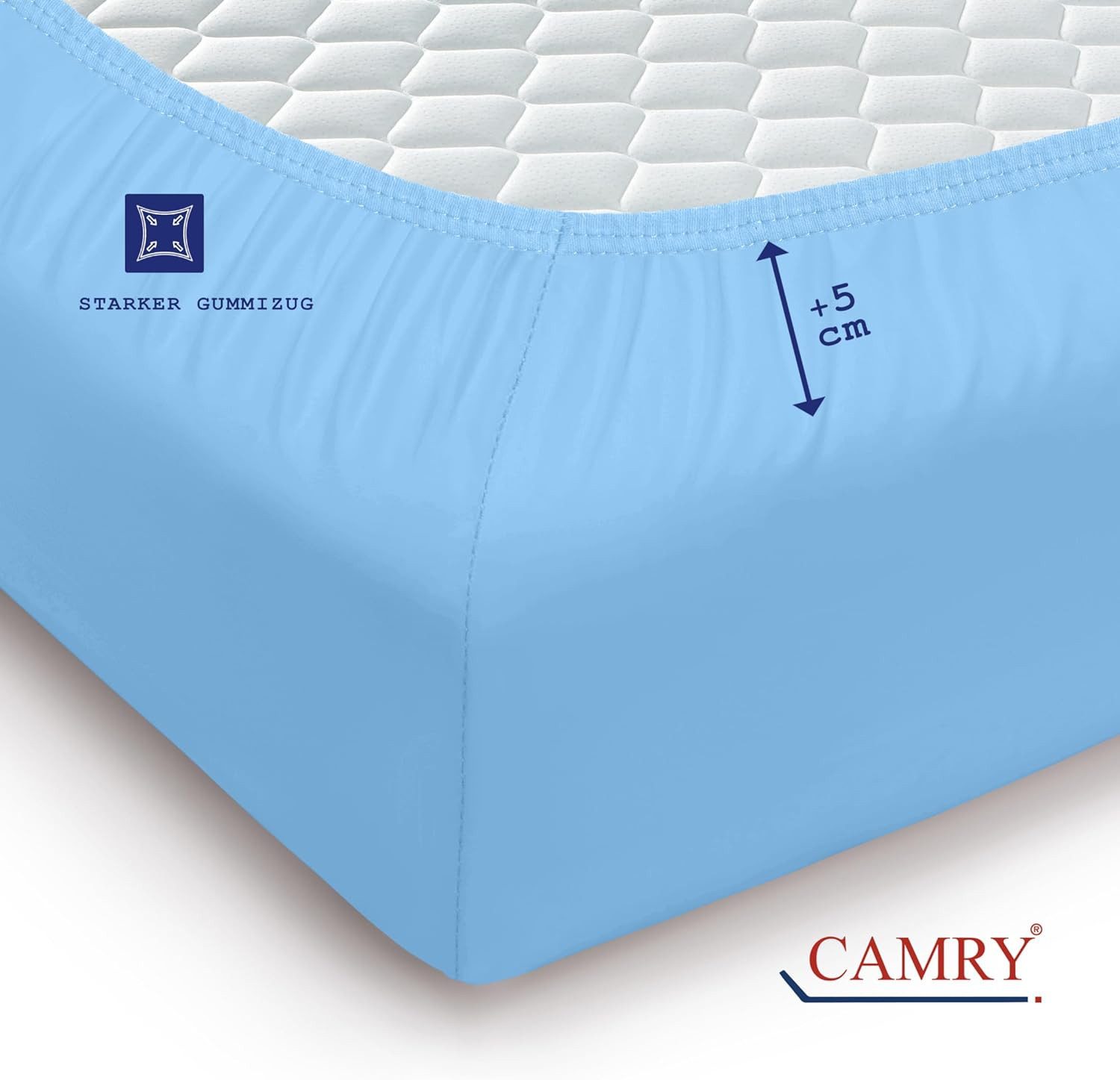 Camry Spannbettlaken CLASSIC Jersey 100% Baumwolle Spannbetttuch atmungsaktiv Gummizug, Jersey Baumwolle, Gummizug: rundum, 100% Baumwolle, alle Matratzenhöhen, – Bild 4 von 5