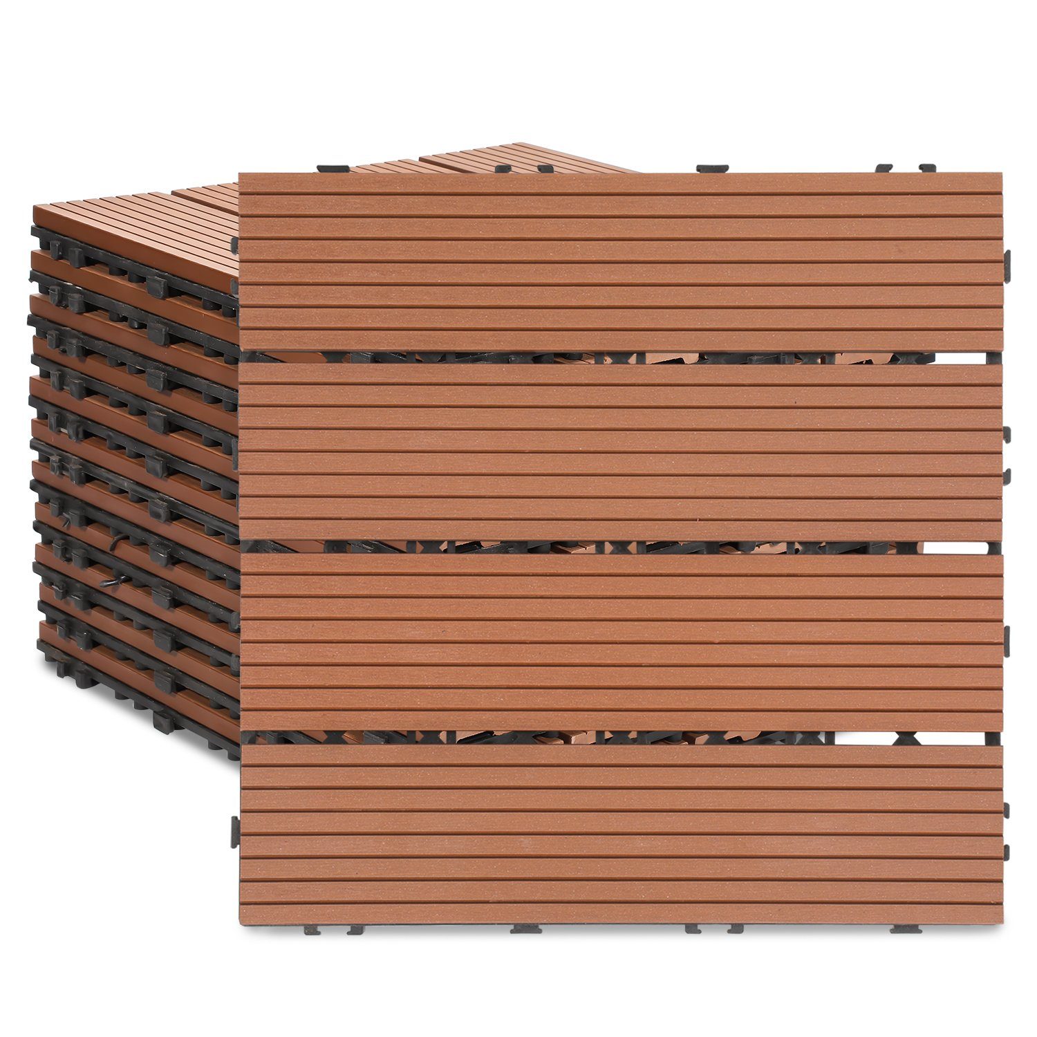 für Terrassendielen 22er WPC Holzfliesen Balkon Gimisgu Holzfliesen, Bruan cm 1-5m² Fliesen und Stück 11-55 Terrassen 30x30