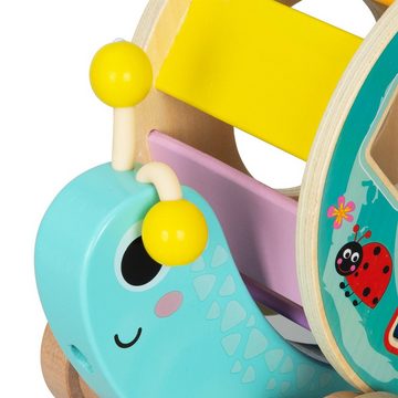 Tooky Toy Nachziehtier Ziehspielzeug mit Schnecke Motiv, Holzspielzeug Nachziehspielzeug fördert Motorik und Mobilität