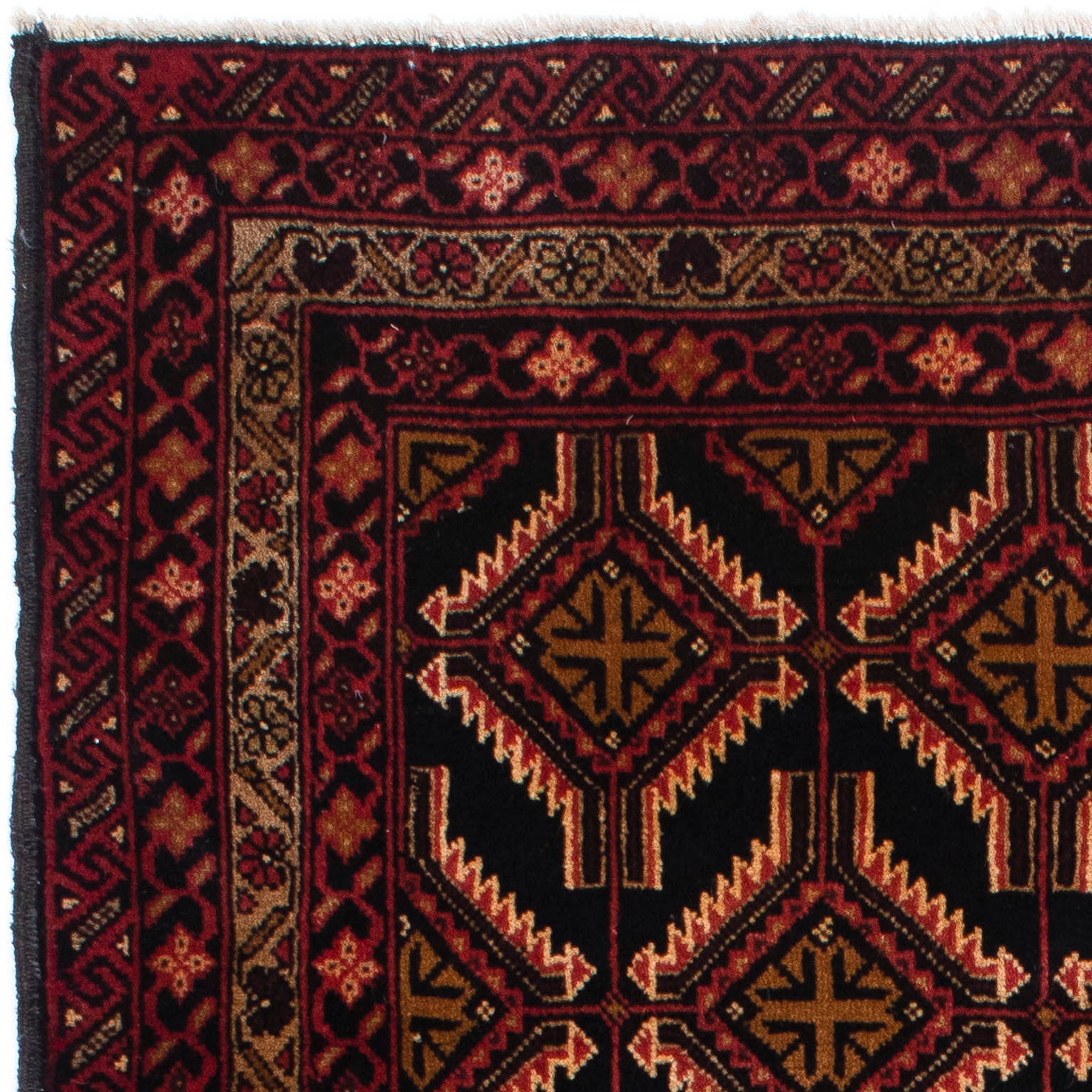 Orientteppich Belutsch - 193 x Handgeknüpft, - mit Einzelstück dunkelrot, mm, cm 111 rechteckig, Höhe: Zertifikat Wohnzimmer, 8 morgenland