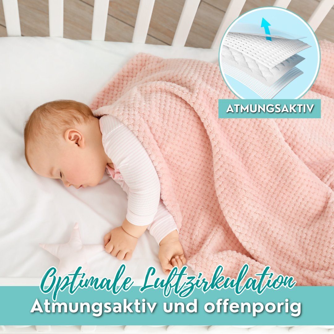 Babymatratze AQUA Premium, Babymatratze mit optional 60x120 hoch, Spannbettlaken cm Home®, waschbarem Spannbettlaken Weiß Bezug I 10 mit Alavya - cm