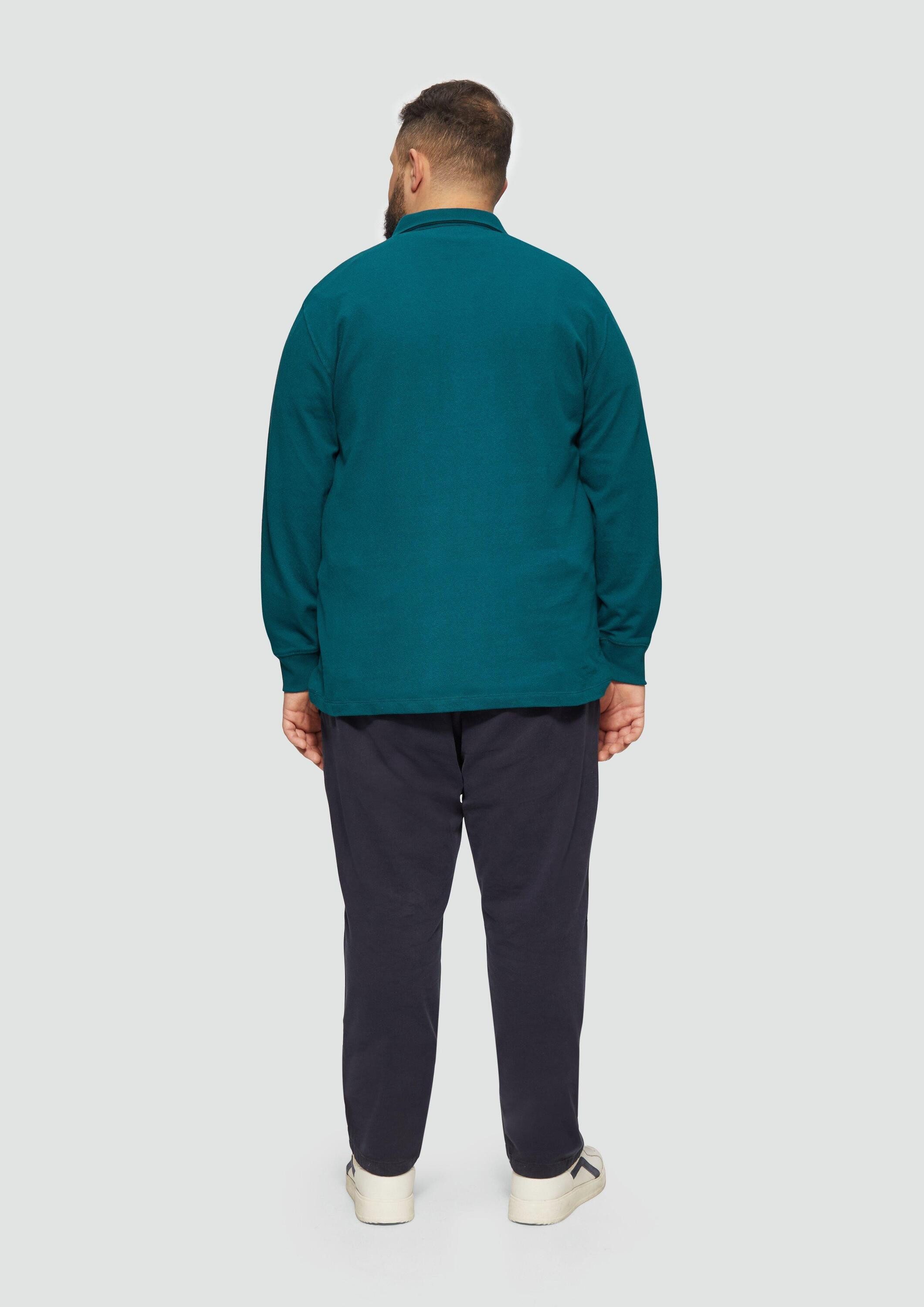 s.Oliver Langarmshirt Polo-Shirt Strukturiertes Langarm-Poloshirt im Relaxed Fit