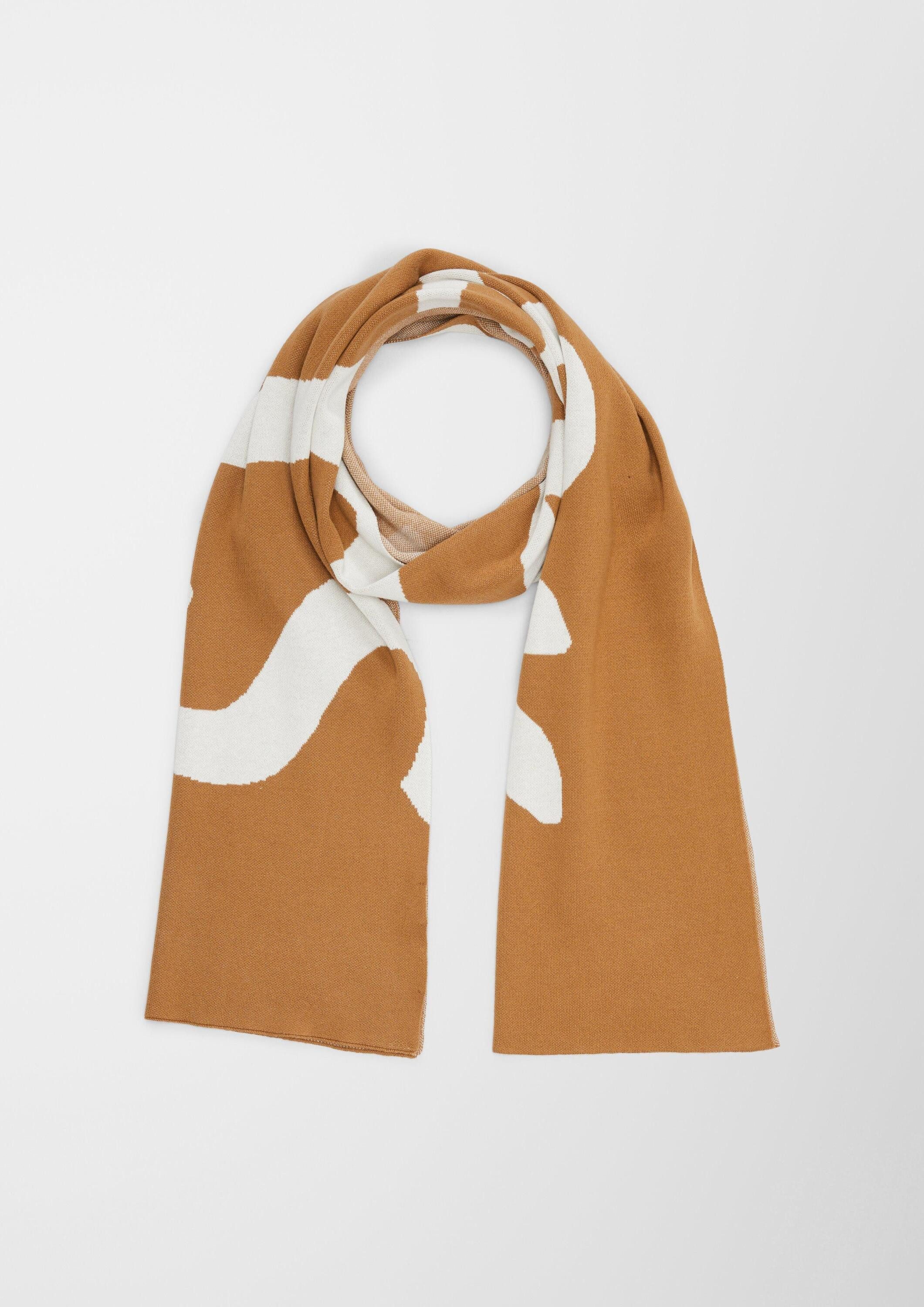s.Oliver Schal Tuch, Jacquard-Schal mit Logo-Schriftzug