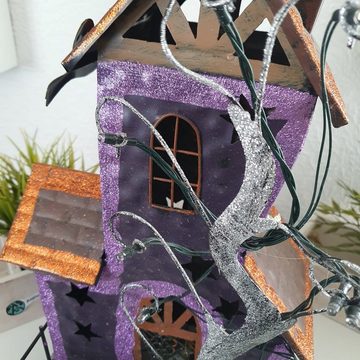 Aspinaworld Dekofigur Metall Halloween Haus 43 cm LED+Sound bei Klatschen