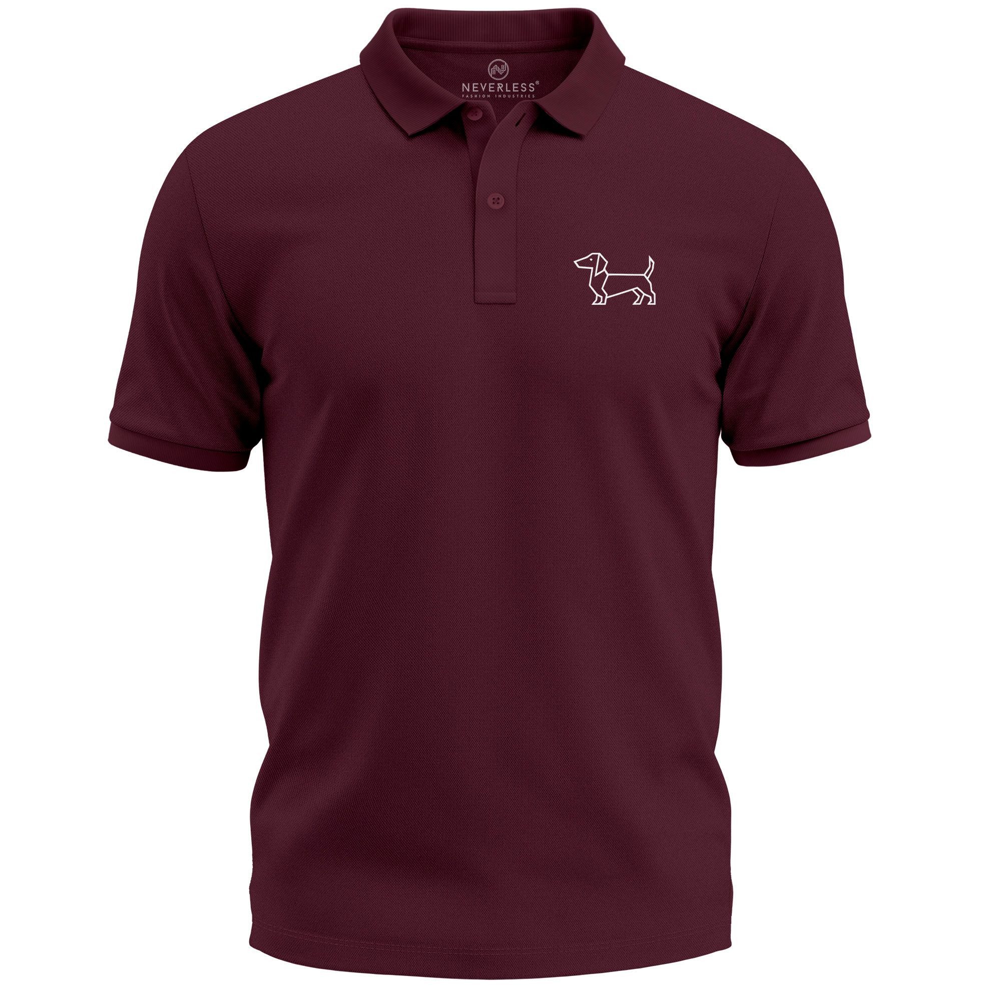 Neverless Poloshirt Poloshirt Herren mit Dackel Print – Kurzarm Polohemd aus Baumwolle – mit Print