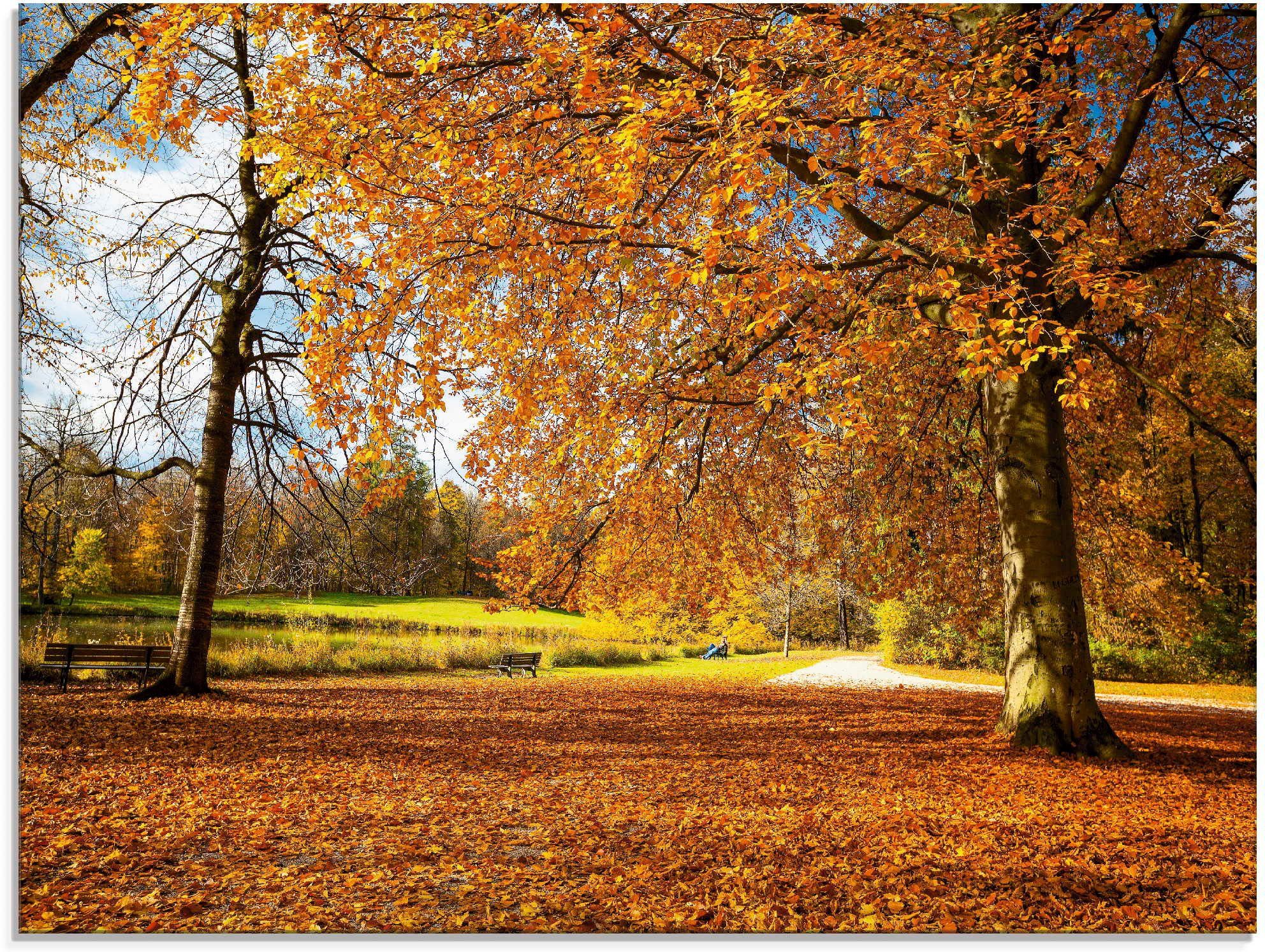 Artland Glasbild Herbst Bäume in Schlosses St), & Nymphenburg, verschiedenen (1 Wiesen bei Größen