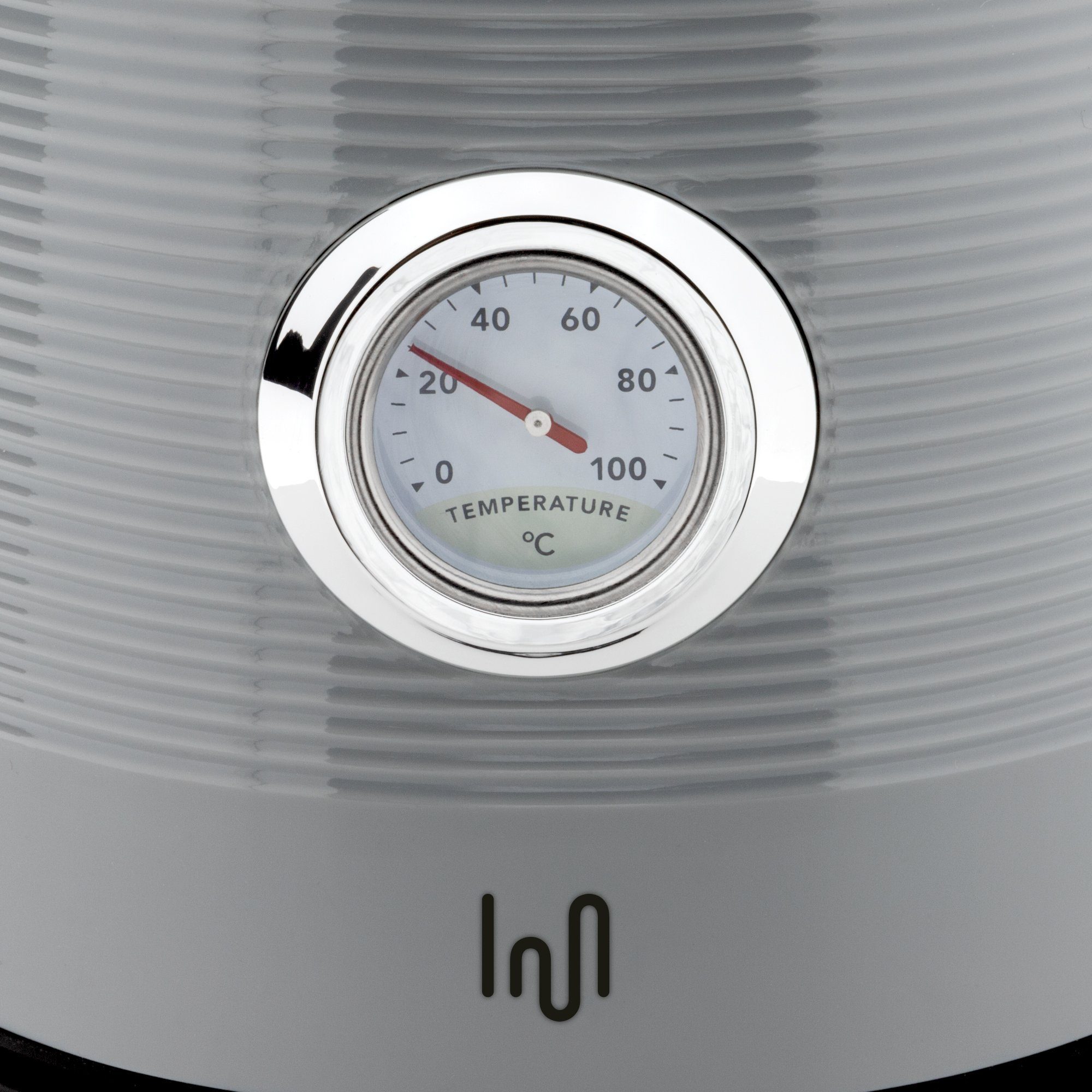 W Wasserkocher Analog-Thermometer, 2200 Impolio 1,7L Grau, Wasser-/Teekocher Edelstahl mit