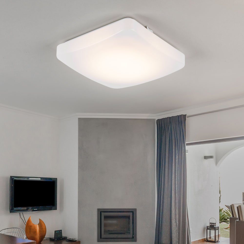 EGLO LED Deckenleuchte, LED-Leuchtmittel fest verbaut, Warmweiß, 8,2 W LED Decken Lampe quadratisch Esszimmer Tisch Beleuchtung