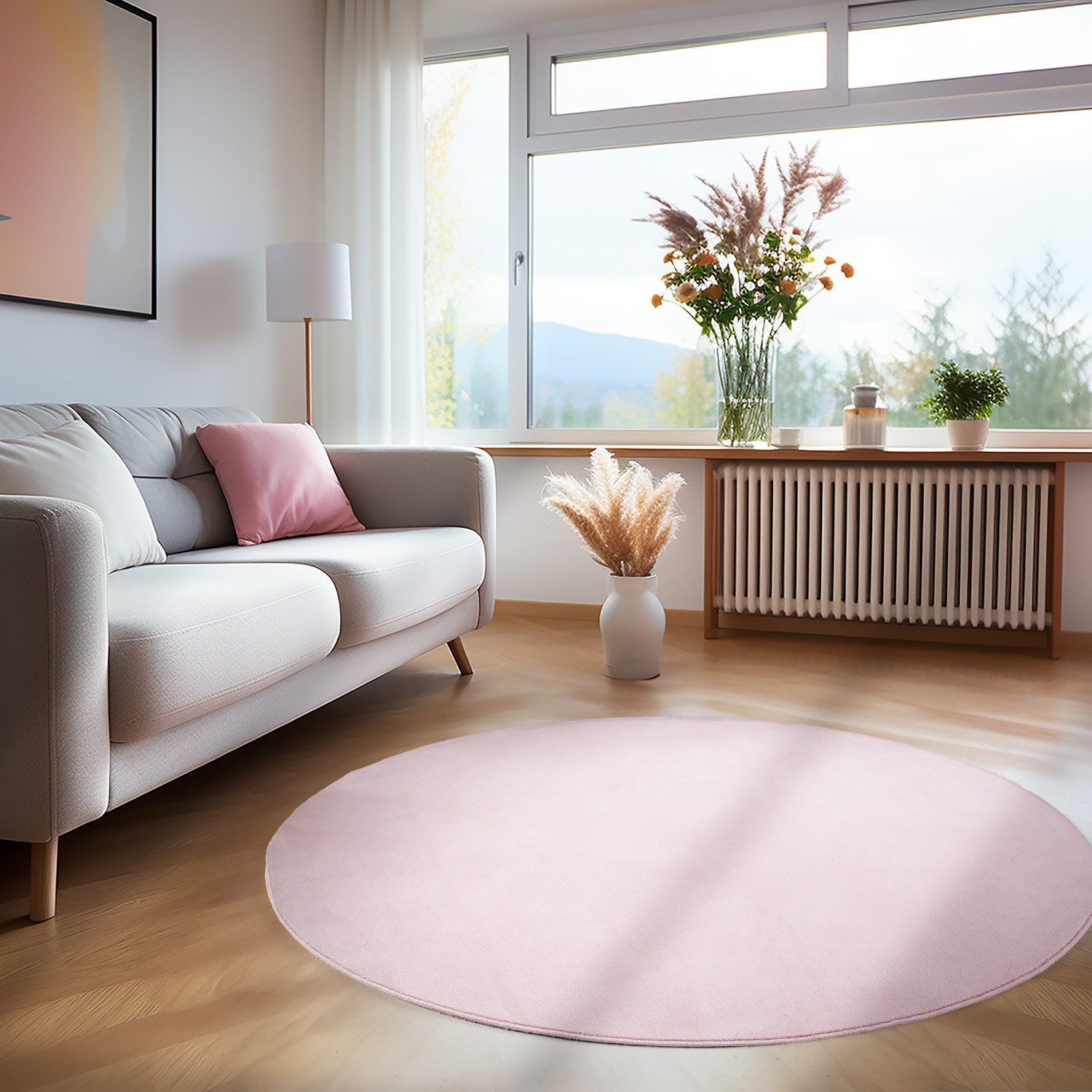 Teppium Teppich Unicolor - Einfarbig, Rund, Höhe: 7 mm, Moderner Flauschige günstig online kaufen