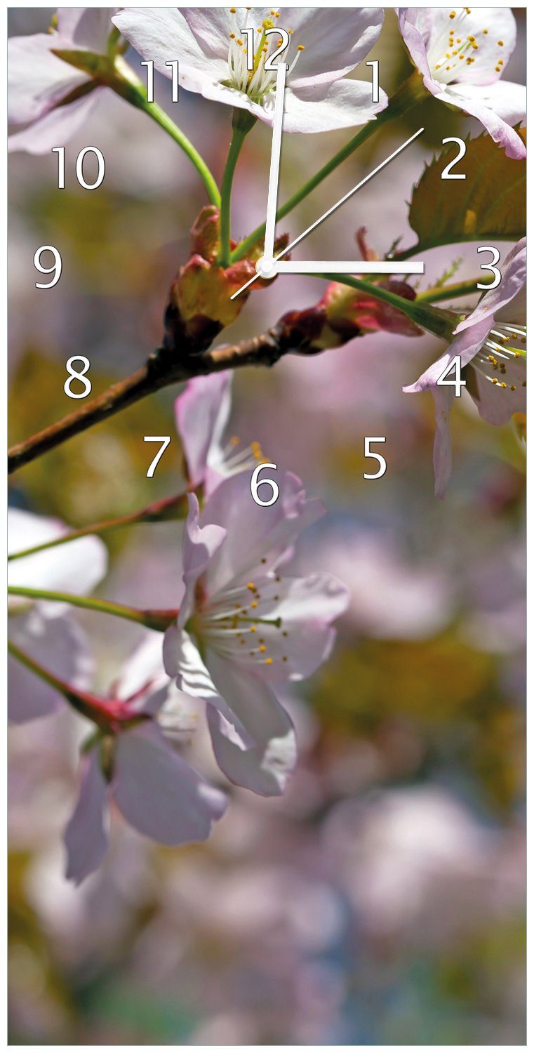 Wallario Wanduhr Kirschblüten in zartem Rosa - Frühling im Garten (Uhr aus Acryl)