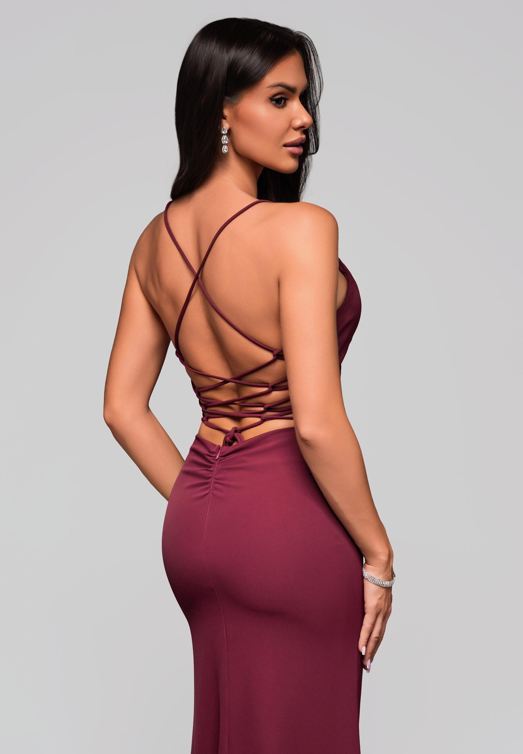 OMBRE Abendkleid Elegantes Abendkleid mit Spitzendetail und Schlitz günstig online kaufen