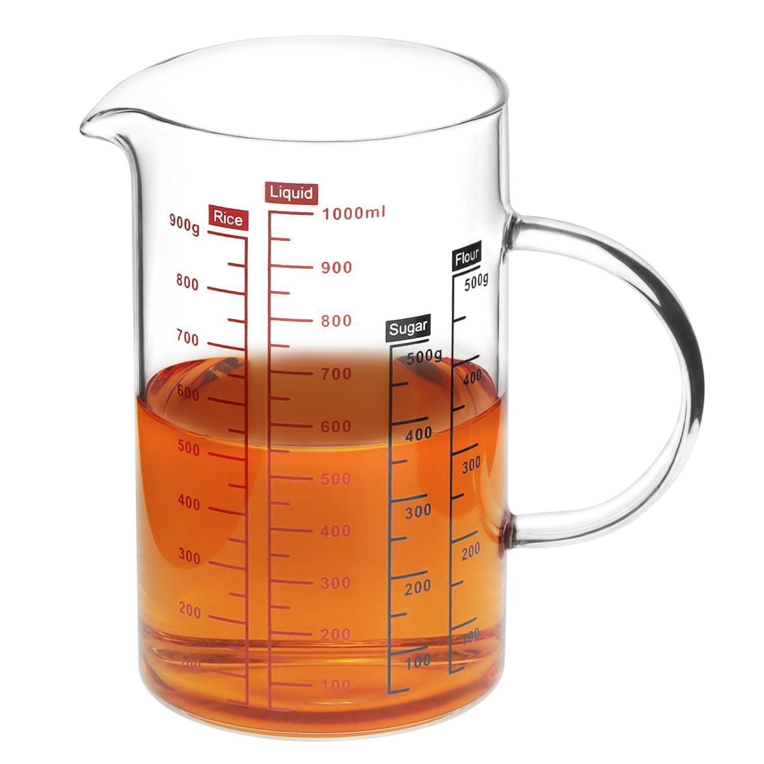 LuxusKollektion Messbecher Messbecher 1L Borosilikatglas Mehrfachskala, Glas